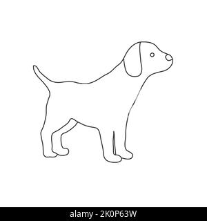 Welpe Hund Tier Silhouette einfache Linie Vektor. Stock Vektor