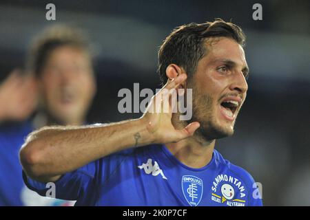 Empoli, Italien. 11. Oktober 2021. Filippo Bandinelli Spieler von Empoli, während der MatchserieEine italienische Meisterschaft Empoli gegen Roma Endergebnis, Empoli 1, Roma 2, Spiel im Carlo Castellani Stadium gespielt. Empoli, Italien, 12. September 2022. (Foto von Vincenzo Izzo/Sipa USA) Quelle: SIPA USA/Alamy Live News Stockfoto