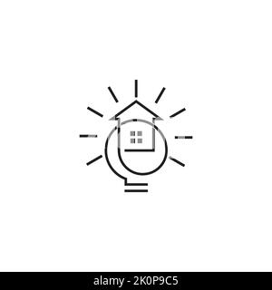 Elektrische Glühbirne glänzen Haus Energie Logo Vektor Stock Vektor