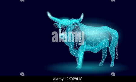 3D Bull Finance-Strategiekonzept. Niedrig poly bullish Geschäft Forex Austausch ipo Gewinn. Trading Digital Banner Vektor Illustration Stock Vektor