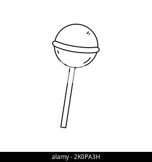 Lollipop isoliert auf weißem Hintergrund. Vektor-handgezeichnete Illustration im Doodle-Stil. Süße Süßigkeiten. Perfekt für Dekorationen, Logo, verschiedene Designs. Stock Vektor