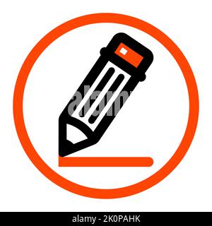 Schwarzer Bleistift und Graphit Linie Symbol. Flache Vektor-Illustration. Stock Vektor
