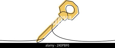 Geben Sie eine Zeile farbige kontinuierliche Zeichnung ein. Home-Taste kontinuierliche eine Zeile bunte Abbildung. Vektor minimalistische lineare Illustration Stock Vektor