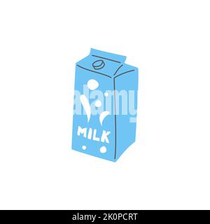 Papiertüte mit Milch. Milch ist ein Milchgetränk. Gesundes Bio-Produkt. Vektorgrafik Milchflasche Stock Vektor