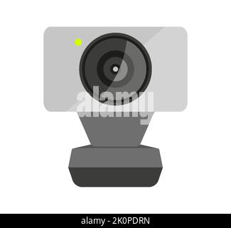 Webcam Digital Computer tragbar silber schwarz flach. Videoanrufe Gerät Konferenz Kommunikation Internet-Übertragung Filmen live Meeting Home Element pc Logo Anzeigen Web Tech-Shop elektronischen Mockup Stock Vektor