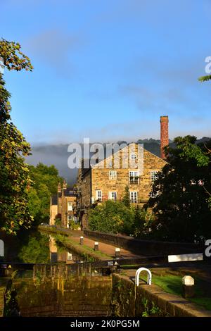 Black Pit Lock, Aqueduct, Hebble End Mill, Hebden Bridge Stockfoto