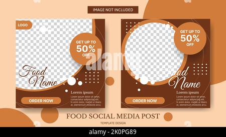 Eine Vektordarstellung von zwei Social Media Post-Vorlagen-Design-Ideen für Lebensmittel Stock Vektor