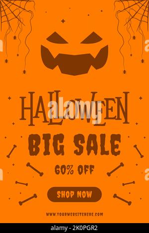 Flaches Design Halloween Verkauf Banner Illustration Stock Vektor