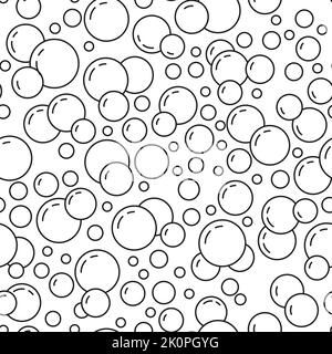 Seifenblasenmuster. Nahtloser Druck von Duschschaum, spritzigem Getränk oder schwimmenden, vergrößerten Molekülen. Vektor Sauerstoff und Unterwasser Blasen Textur. Aqua Fr. Stock Vektor