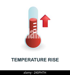 Symbol für Temperaturanstieg. 3D Illustration aus der Sammlung Klimawandel. Kreative Temperatur steigen 3D Symbol für Web-Design, Vorlagen, Infografiken und Stock Vektor