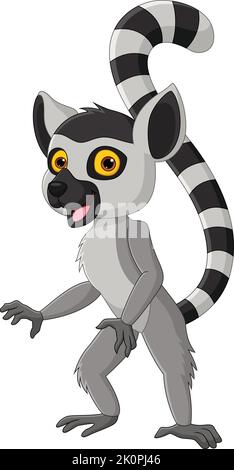 Cartoon niedlichen Lemur auf weißem Hintergrund Stock Vektor