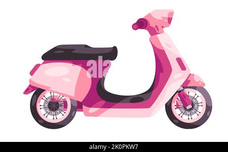 Roller Moped Lieferung Motorrad in rosa Farbe Motorrad Automatikgetriebe in rosa Farbe Stock Vektor