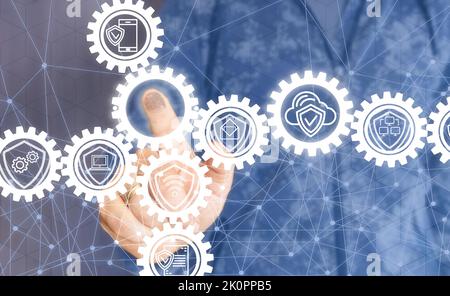 Schutz von Informationen. Anmeldeprüfung. Digitale Technologie, Internetverbindung. Anmelde- und Archivierungssoftware. Stockfoto