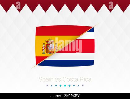 Spanische Fußballnationalmannschaft gegen Costa Rica. Fußball 2022 Spiel gegen Symbol. Vektorgrafik. Stock Vektor