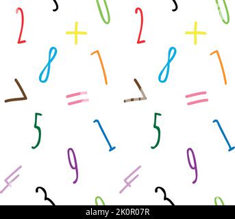 Vektor nahtloses Muster von handgezeichneten Skizze Doodle Zahlen auf weißem Hintergrund isoliert Stock Vektor