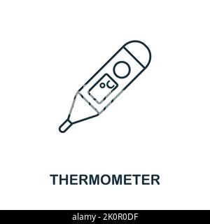 Thermometer-Symbol. Einfaches Element aus der Sammlung medizinischer Dienstleistungen. Gefülltes monochromes Thermometer-Symbol für Vorlagen, Infografiken und Banner Stock Vektor