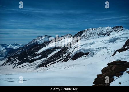 Weißer Berg, Aletschgletscher, Jungfrau Region, Schweiz Stockfoto