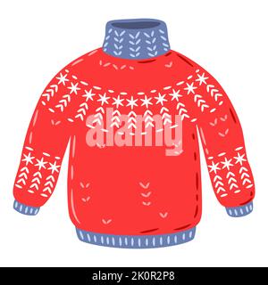 Abbildung des Pullovers. Warme Winterkleidung für Spaziergänge. Stock Vektor