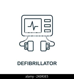 Defibrillator-Symbol. Einfaches Element aus der Sammlung medizinischer Dienstleistungen. Gefülltes monochromes Defibrillator-Symbol für Vorlagen, Infografiken und Banner Stock Vektor