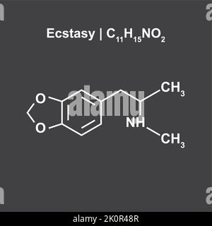 Chemische Struktur der Ecstasy (C11H15NO2). Vektorgrafik. Stock Vektor