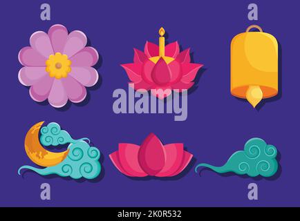 loy krathong Icon Set Stock Vektor