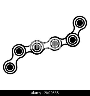 Eine kurze Fahrradkette mit isolierten Gliedern auf einem weißen quadratischen Hintergrund Stock Vektor