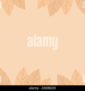 Natürliches Banner mit Pflanzenblättern. Natur und Flora. Vorlage mit Platz für SMS-Vektorgrafik flach. Beigefarbener Hintergrund Stock Vektor