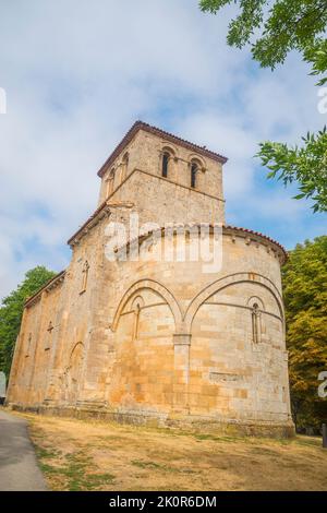 Kirche Nuestra Señora del Valle. Monasterio de Rodilla, Provinz Burgos, Castilla Leon, Spanien. Stockfoto