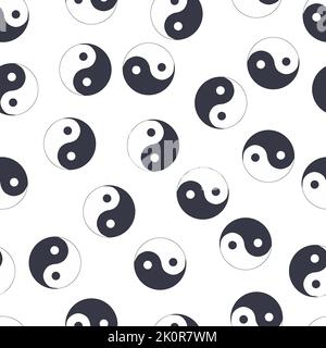 Nahtloses Muster von Hand gezeichneten Doodle Skizze Yin Yang Symbol Stock Vektor