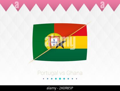 Fußballnationalmannschaft Portugal gegen Ghana. Fußball 2022 Spiel gegen Symbol. Vektorgrafik. Stock Vektor