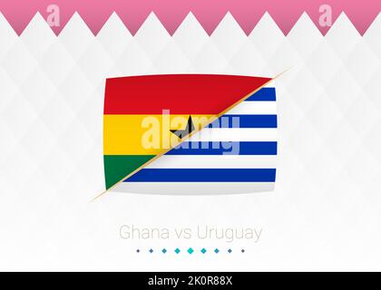 Fußballnationalmannschaft Ghana gegen Uruguay. Fußball 2022 Spiel gegen Symbol. Vektorgrafik. Stock Vektor