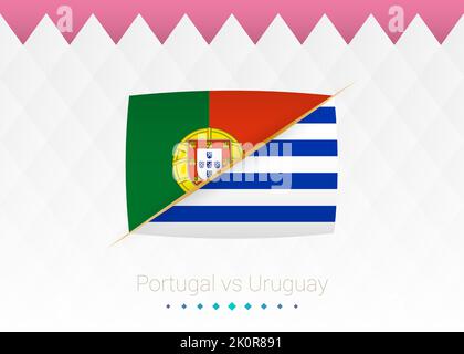 Fußballnationalmannschaft Portugal gegen Uruguay. Fußball 2022 Spiel gegen Symbol. Vektorgrafik. Stock Vektor