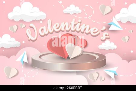 Eine wunderschöne Postkarte zum valentinstag in rosa Farben Stock Vektor