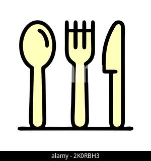 Löffel-Symbol für die Messergabel. Umriss Messer Gabel Löffel Vektor-Symbol für Web-Design isoliert auf weißem Hintergrund Stockfoto