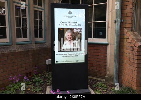 Sydney, Australien. 13.. September 2022. Government House Sydney Kondolenzbuch. Kredit: Richard Milnes/Alamy Live Nachrichten Stockfoto