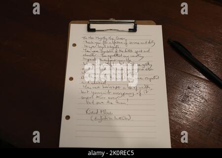 Sydney, Australien. 13.. September 2022. Government House Sydney Kondolenzbuch. Kredit: Richard Milnes/Alamy Live Nachrichten Stockfoto