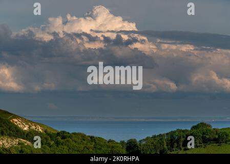 Dover, Mai 23. 2014: Der Blick über den Ärmelkanal von England nach Frankreich, von Hawkinge, kent Stockfoto