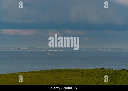 Dover, Mai 23. 2014: Der Blick über den Ärmelkanal von England nach Frankreich, von Hawkinge, kent Stockfoto