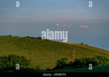 Dover, Mai 23. 2014: Der Blick über den Ärmelkanal von England nach Frankreich, von Hawkinge, kent Stockfoto