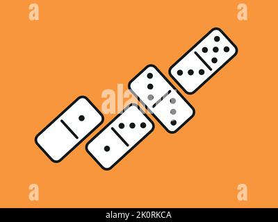 Domino-Spiel. Satz Domino-Knochen. Weiße Stücke mit schwarzen Punkten isoliert auf dem Hintergrund. Vektor-Illustration für Spiel. Stock Vektor