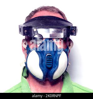 Head Edelstein Cutter bei Cornwall Gem Trader. Die führenden Opalschneider von Cornwall. Lapidarium-Sicherheitskit Stockfoto