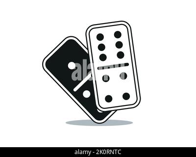 Domino-Spiel-Symbol. Knochen Weiße Stücke mit schwarzen Punkten isoliert auf dem Hintergrund. Vektor-Illustration für Spiel. Stock Vektor