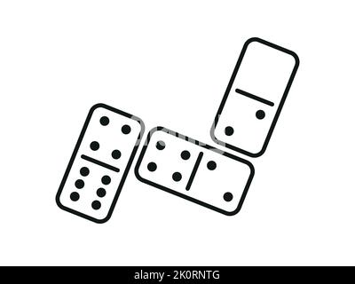 Domino-Spiel. Satz Domino-Knochen. Weiße Stücke mit schwarzen Punkten isoliert auf dem Hintergrund. Vektor-Illustration für Spiel. Stock Vektor