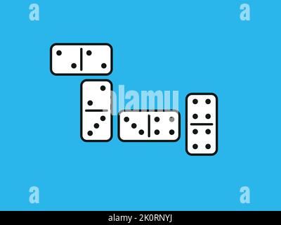 Domino-Spiel. Satz Domino-Knochen. Weiße Stücke mit schwarzen Punkten isoliert auf dem Hintergrund. Vektor-Illustration für Spiel. Stock Vektor