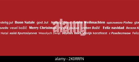 frohe weihnachten Grußkarte Banner in verschiedenen Sprachen Stock Vektor