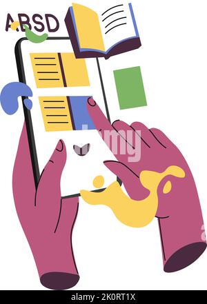Telefon mit elektronischen Büchern, online lesen Stock Vektor