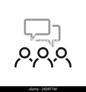 Einfaches Symbol für „Team Work Related Vector Line“. Enthält ein Symbol wie ein Dialogfeld. Symbole mit dünner Kontur. Stock Vektor