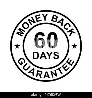 60 Tage Geld-zurück-Garantie Symbolvektor für Grafikdesign, Logo, Website, Social Media, mobile App, UI-Abbildung Stock Vektor