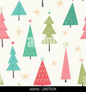 Weihnachtsbaum Muster Hintergrund Vektor. Festliche Illustration. Stock Vektor