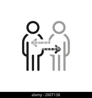 Einfaches Symbol für „Team Work Related Vector Line“. Enthält Symbole wie den Austausch von Ansichten zu wichtigen Themen. Symbole mit dünner Kontur. Stock Vektor